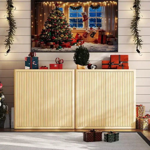 COZONY 3-Tier Buffet Cabinet, Adjustable Shelves & Fluted Doors, 220lbs Capacity, Storage Cabinet for Kitchen,Living Room