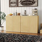 Credenza a buffet a 3 ripiani con mensole regolabili e ante a scanalature, capacità 100 kg, mobiletto contenitore per cucina e soggiorno