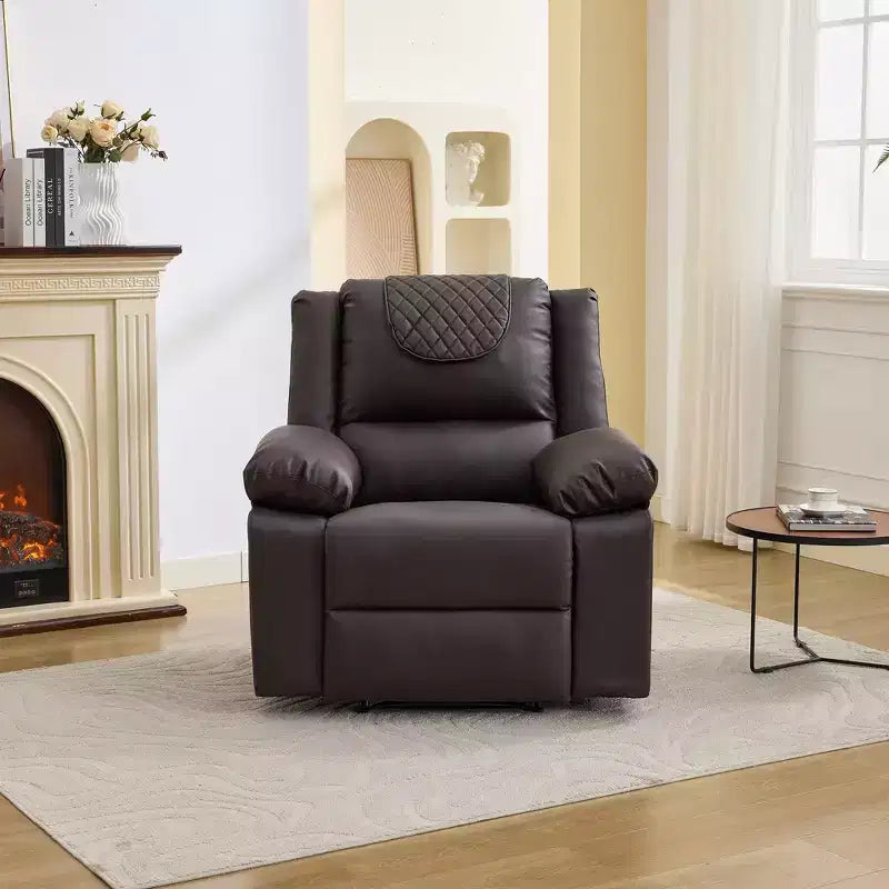 Poltrona Reclinabile Massaggiante Extra Large, Divano Singolo Riscaldato in Pelle PU con Vibrazione e Riscaldamento, Tasca Laterale (Marrone)