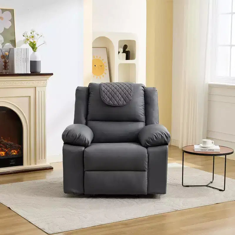 Poltrona Reclinabile Massaggiante Extra Large, Divano Singolo Riscaldato in Pelle PU con Vibrazione e Riscaldamento, Tasca Laterale (Marrone)