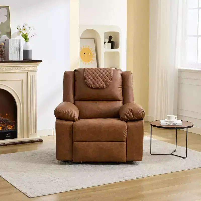 Poltrona Reclinabile Massaggiante Extra Large, Divano Singolo Riscaldato in Pelle PU con Vibrazione e Riscaldamento, Tasca Laterale (Marrone)