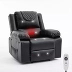 Oversized Massage Recliner Chair for Adults, PU Leather Heated Single Sofa with Vibration & Heat, Side Pocket, Reclining Sofa (Brown)