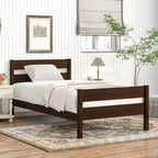 Letto singolo con testiera e pediera, Espresso, Design salvaspazio con contenitore