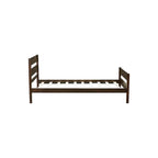 Letto singolo con testiera e pediera, Espresso, Design salvaspazio con contenitore