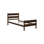Letto singolo con testiera e pediera, Espresso, Design salvaspazio con contenitore