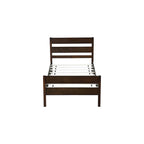 Letto singolo con testiera e pediera, Espresso, Design salvaspazio con contenitore