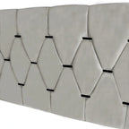 Letto a piattaforma Queen Size con testiera capitonné dorata, letto estraibile e vano portaoggetti (capacità 272 kg)