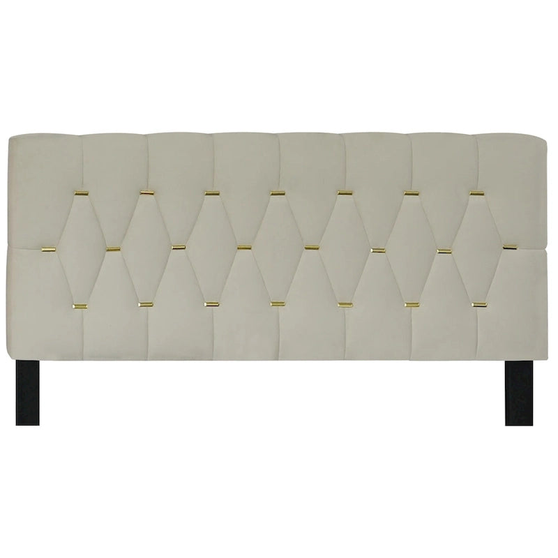Letto a piattaforma Queen Size con testiera capitonné dorata, letto estraibile e vano portaoggetti (capacità 272 kg)