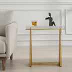 Tavolino Accent con Top Spesso in Cristallo - 24 - Oro Antico