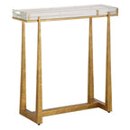 Tavolino Accent con Top Spesso in Cristallo - 24 - Oro Antico