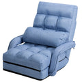 Divano letto pieghevole blu per pavimento con poltrona chaise longue