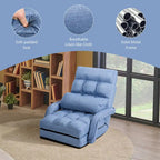 Divano letto pieghevole blu per pavimento con poltrona chaise longue