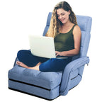 Divano letto pieghevole blu per pavimento con poltrona chaise longue