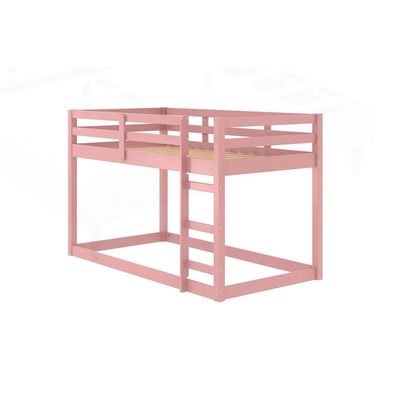Versatile letto a soppalco singolo in legno con doghe integrate e sponda di protezione