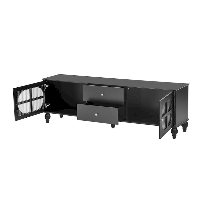 Mobile Porta TV Moderno Minimalista con 2 Armadietti, 2 Cassetti e Gestione Cavi per Soggiorno Camera da Letto