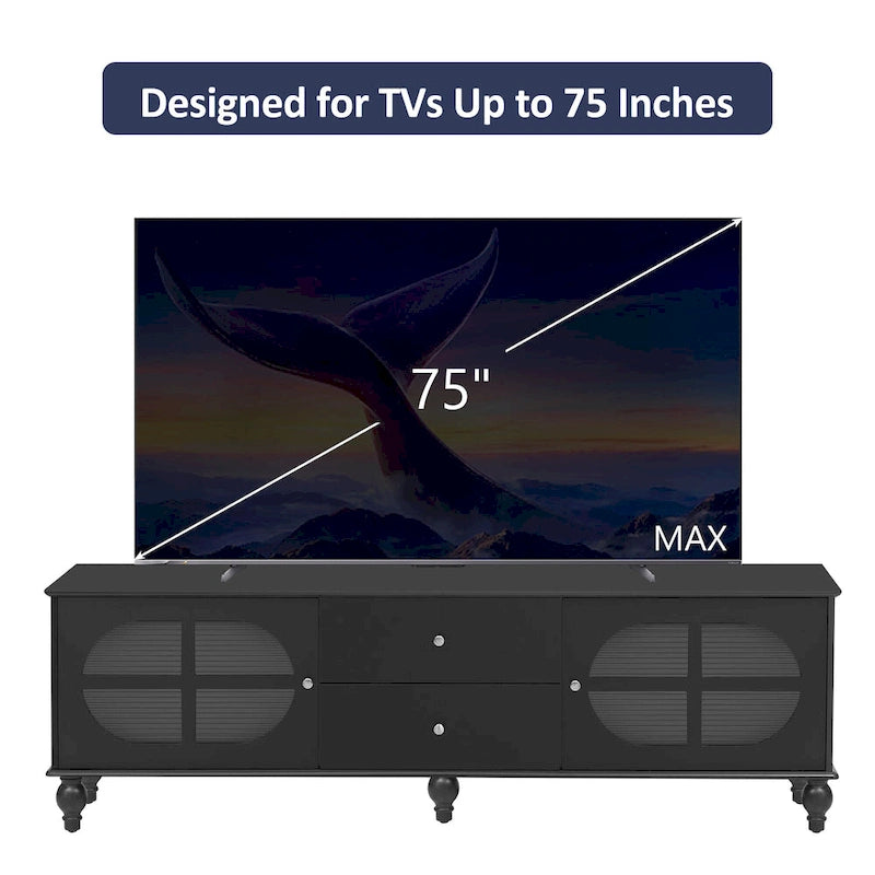 Mobile Porta TV Moderno Minimalista con 2 Armadietti, 2 Cassetti e Gestione Cavi per Soggiorno Camera da Letto