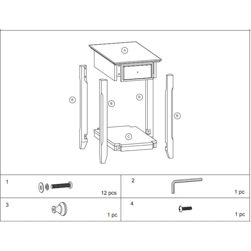 Tavolino rettangolare salvaspazio in legno da 23 pollici con due ripiani e un cassetto per soggiorno - 13L x 22W x 23H