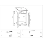 Tavolino rettangolare salvaspazio in legno da 23 pollici con due ripiani e un cassetto per soggiorno - 13L x 22W x 23H