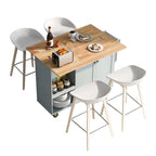 Isola da cucina con piano pieghevole, carrello da cucina con ripiano estraibile, portasciugamani e cassetto, ruote girevoli