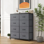 Elegante cassettiera a 8 cassetti per camera da letto, torre organizer alta con piano in legno