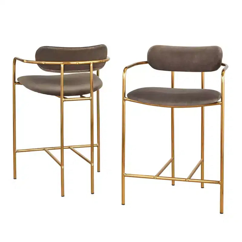 Buylateral Set of 2 Retro Velvet 24 Counter Height Barstools
