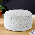Pouf/Ottoman rotondo in pelliccia sintetica per interni di grandi dimensioni
