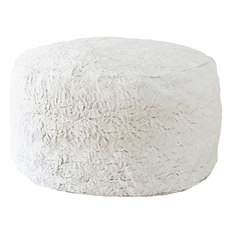 Pouf/Ottoman rotondo in pelliccia sintetica per interni di grandi dimensioni