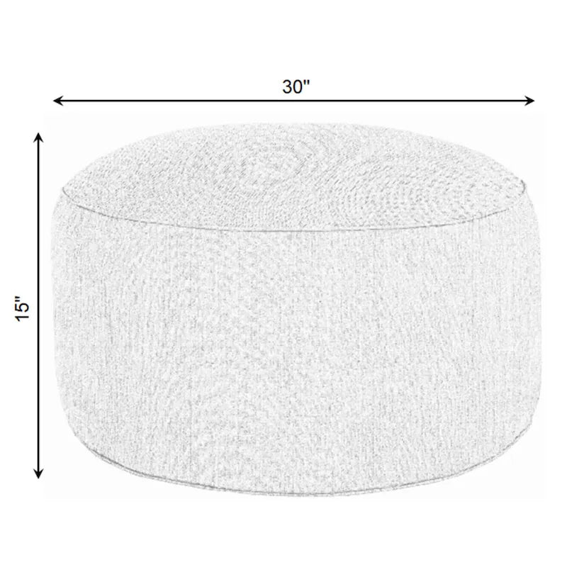 Pouf/Ottoman rotondo in pelliccia sintetica per interni di grandi dimensioni
