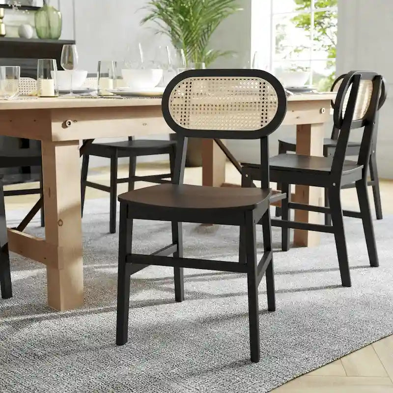 Sedia Commerciale per Eventi in Canna Rattan con Schienale e Seduta in Legno