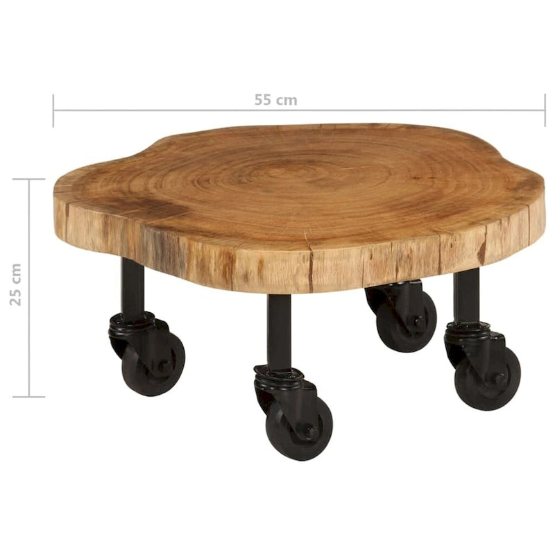 Tavolino da salotto in legno massello di acacia 60x55x25 cm