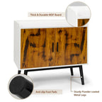 Mobile contenitore in legno di metà secolo con 2 ante e gambe in metallo per ingresso - 81 x 38 x 74 cm (L x P x H)