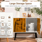 Mobile contenitore in legno di metà secolo con 2 ante e gambe in metallo per ingresso - 81 x 38 x 74 cm (L x P x H)