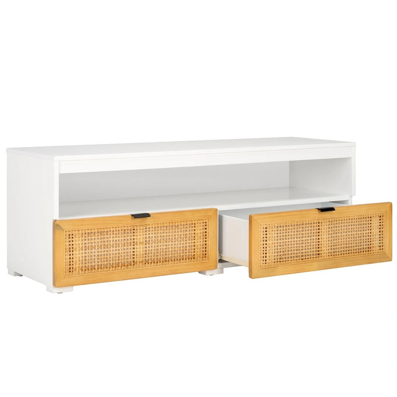 Mobile porta TV con 2 cassetti e 1 ripiano (adatto per TV a schermo piatto fino a 55") - 122x41x43 cm