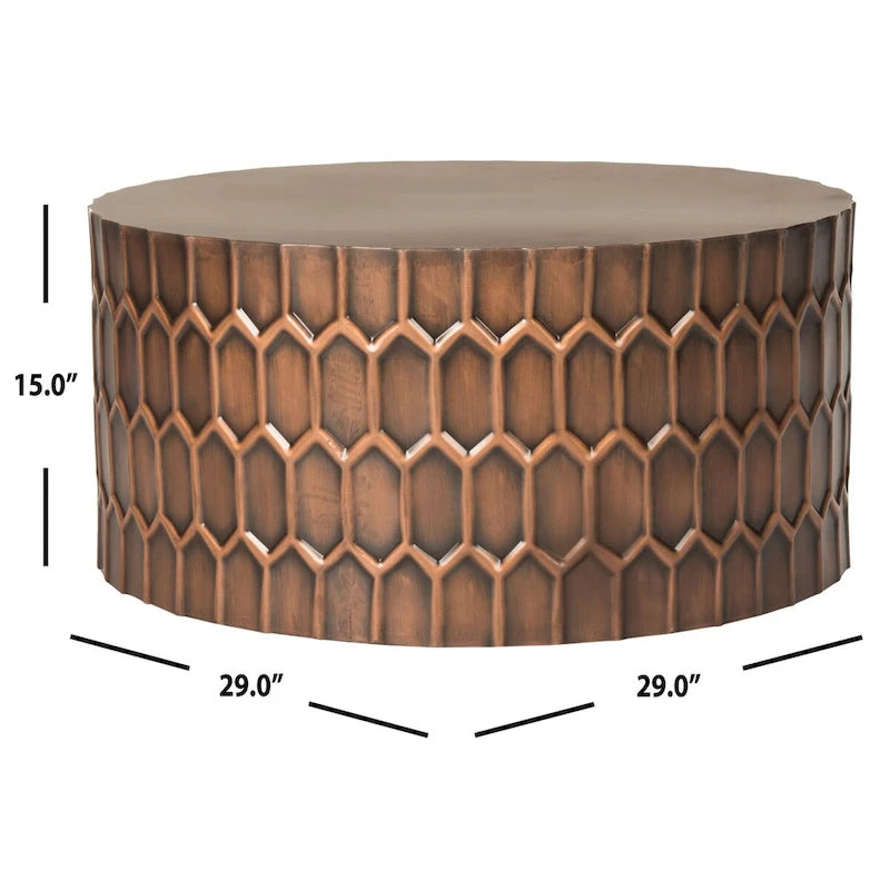 Tavolino da caffè antico in rame - 29 x 29 x 15 - 29Lx29Px15H