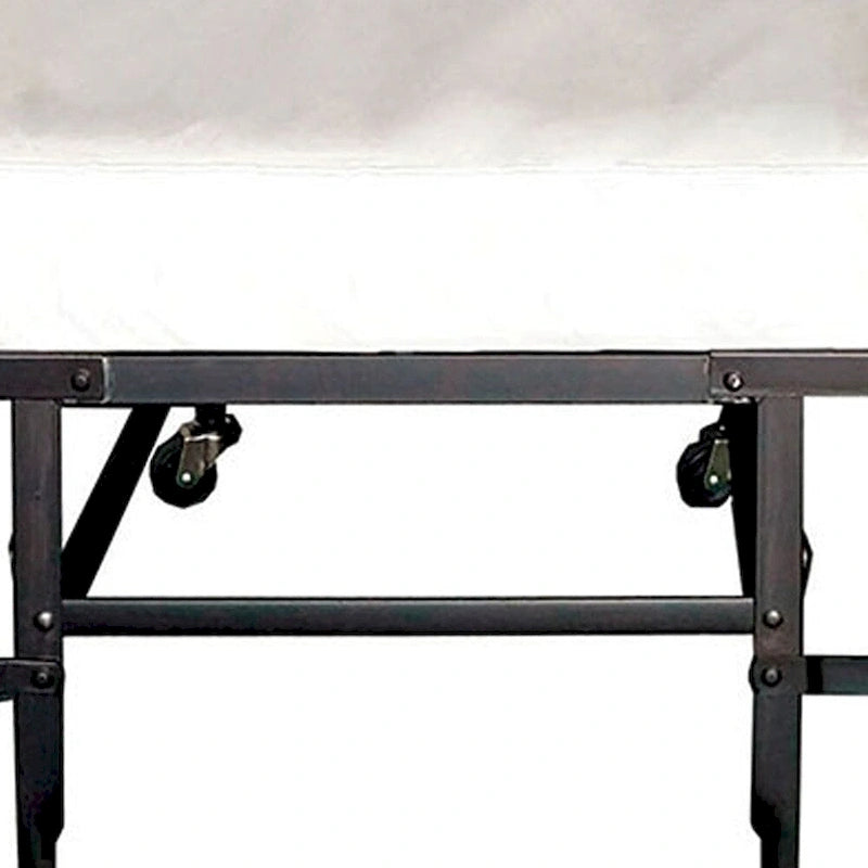 Letto Pieghevole in Metallo con Materasso da 122 cm e Ruote, Nero