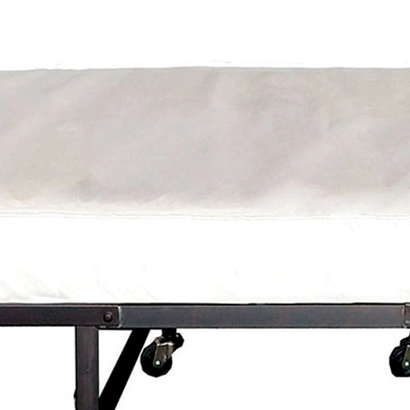 Letto Pieghevole in Metallo con Materasso da 122 cm e Ruote, Nero