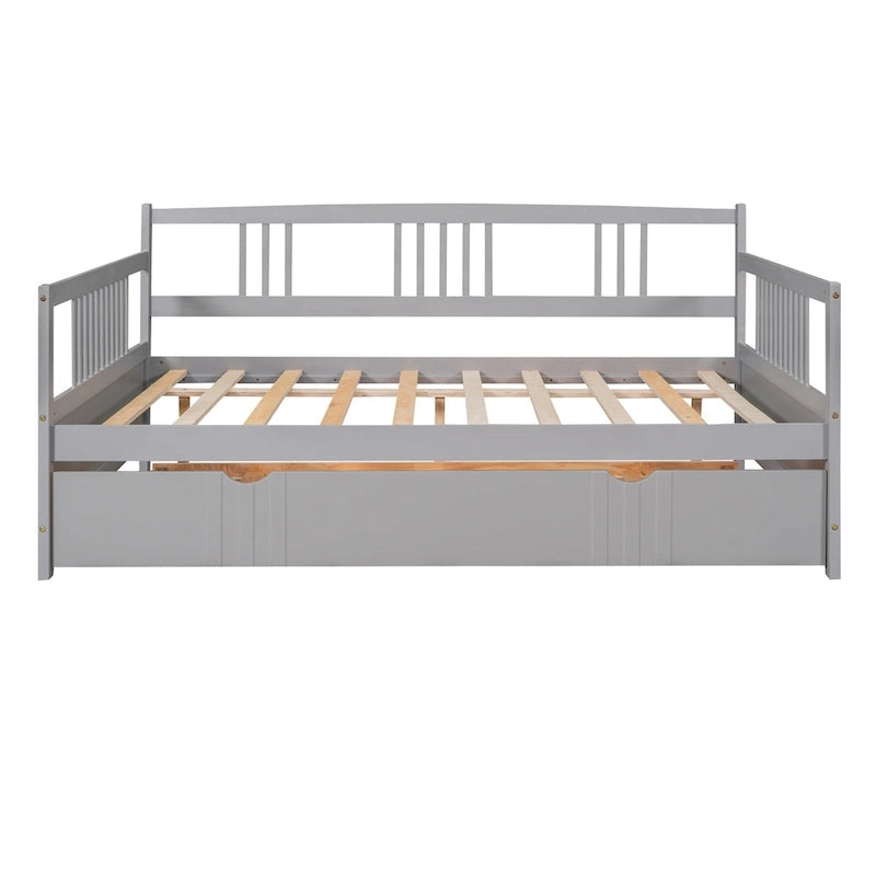 Letto a giorno matrimoniale in legno con letto estraibile singolo