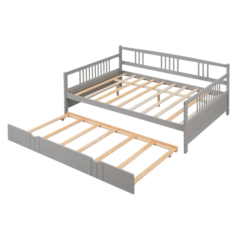 Letto a giorno matrimoniale in legno con letto estraibile singolo