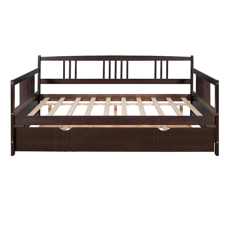 Letto a giorno matrimoniale in legno con letto estraibile singolo