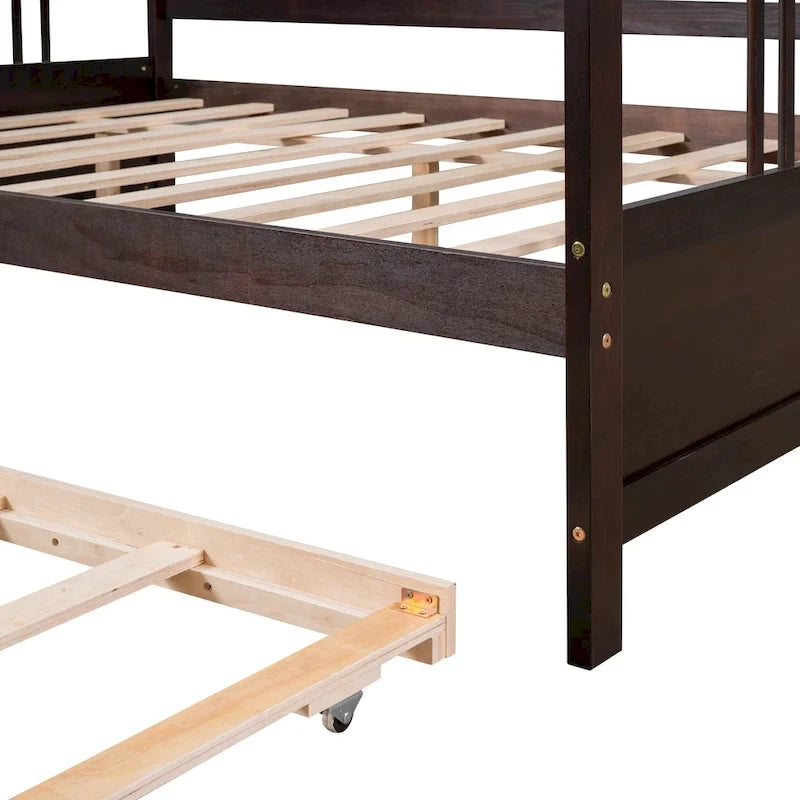 Letto a giorno matrimoniale in legno con letto estraibile singolo