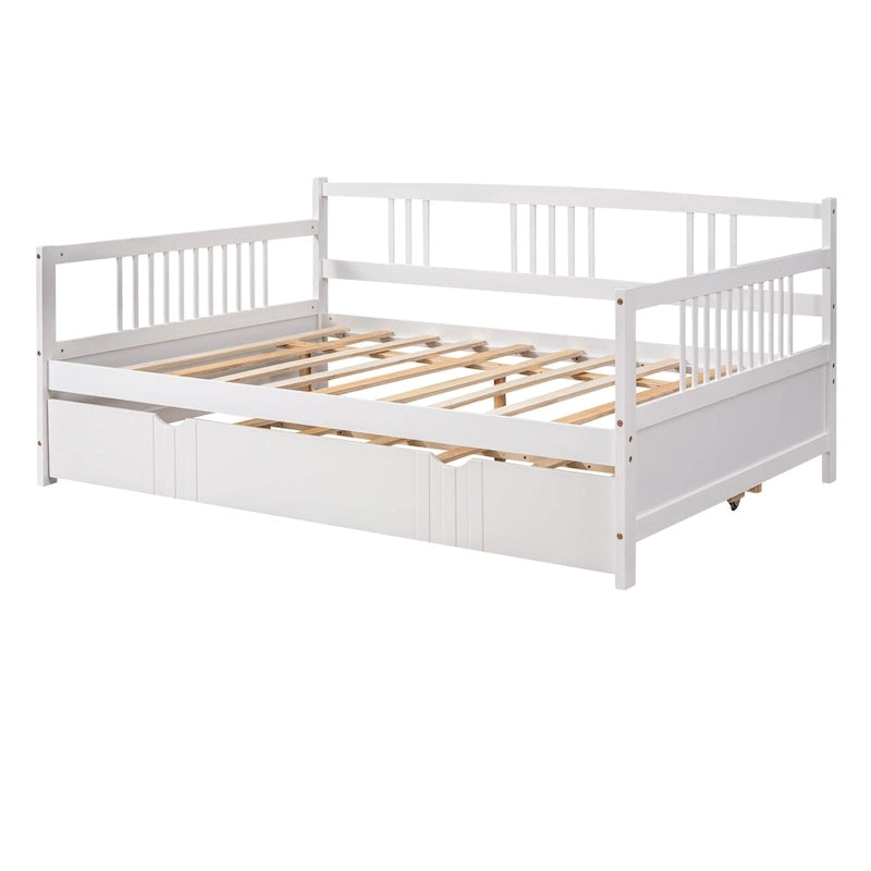 Letto a giorno matrimoniale in legno con letto estraibile singolo