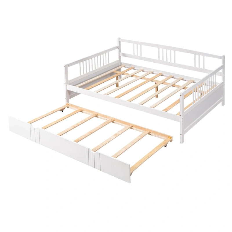 Letto a giorno matrimoniale in legno con letto estraibile singolo