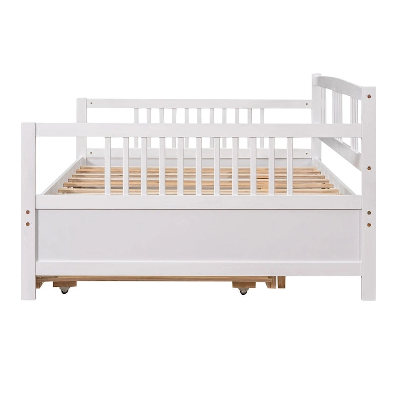 Letto a giorno matrimoniale in legno con letto estraibile singolo