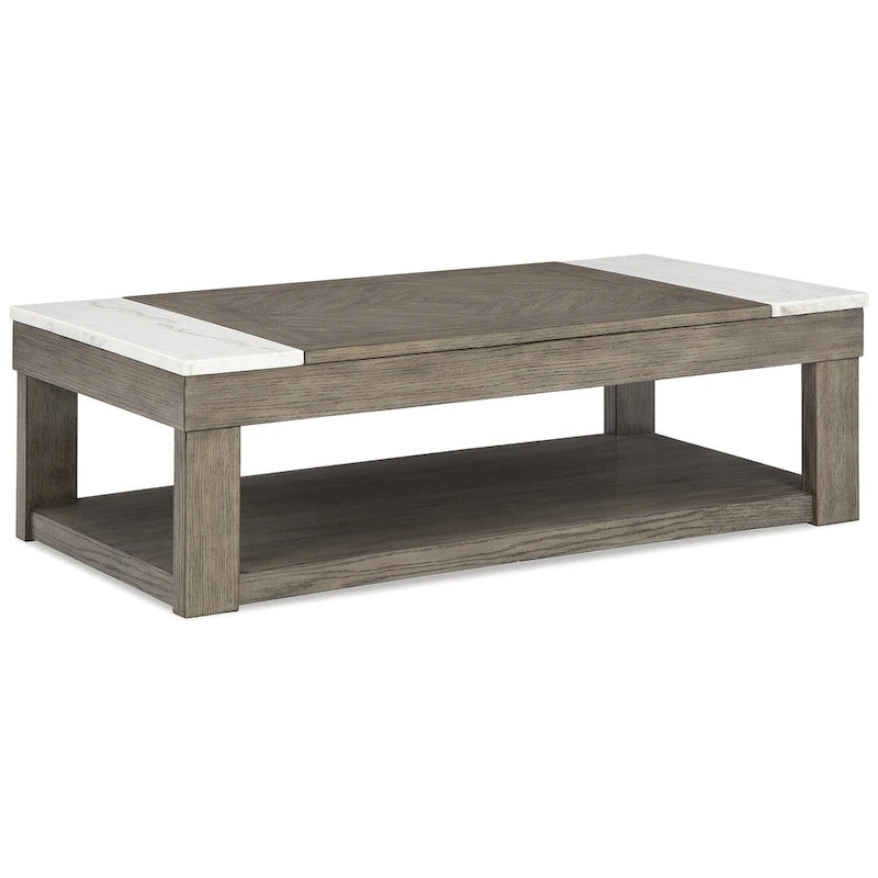 Tavolino Sollevabile Marrone/Bianco Grigio - 56,13 L x 28,25 P x 18,13 A