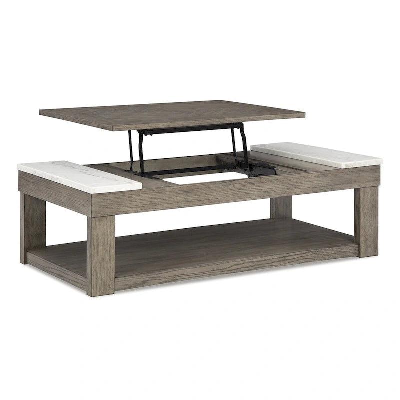 Tavolino Sollevabile Marrone/Bianco Grigio - 56,13 L x 28,25 P x 18,13 A