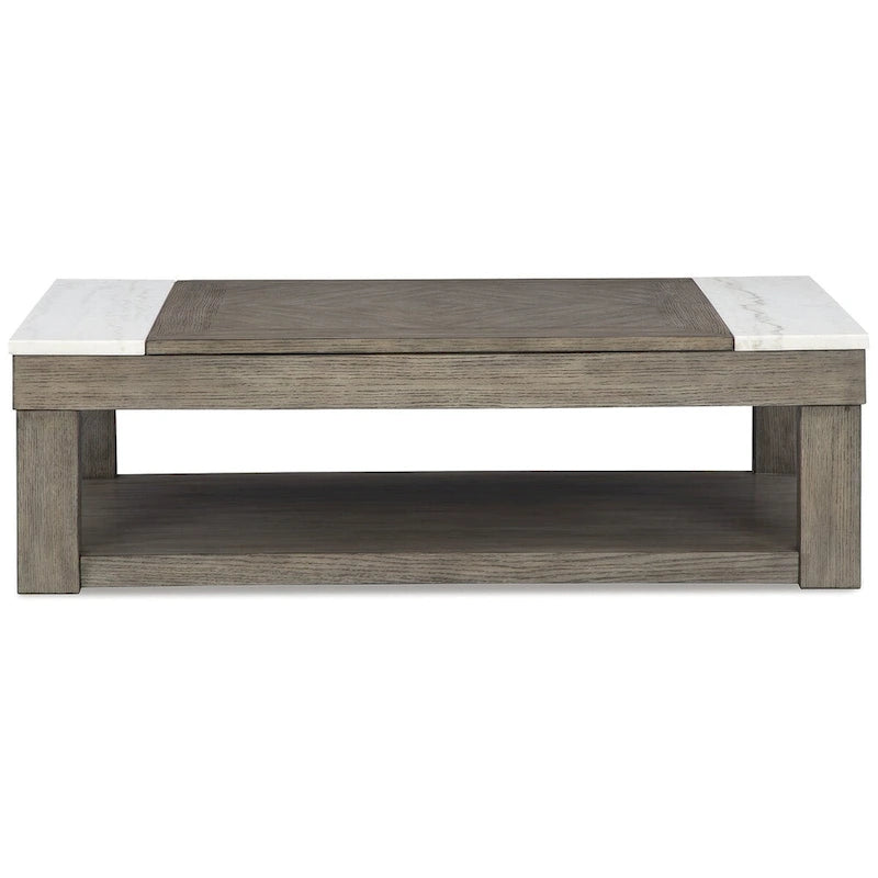 Tavolino Sollevabile Marrone/Bianco Grigio - 56,13 L x 28,25 P x 18,13 A