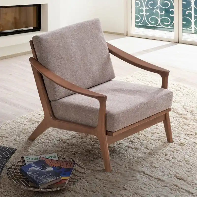 Sedia accent in legno con cuscino rimovibile marrone chiaro e marrone