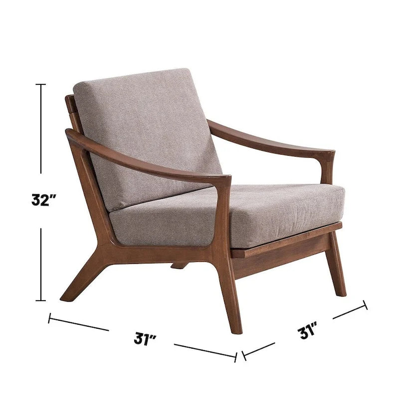 Sedia accent in legno con cuscino rimovibile marrone chiaro e marrone